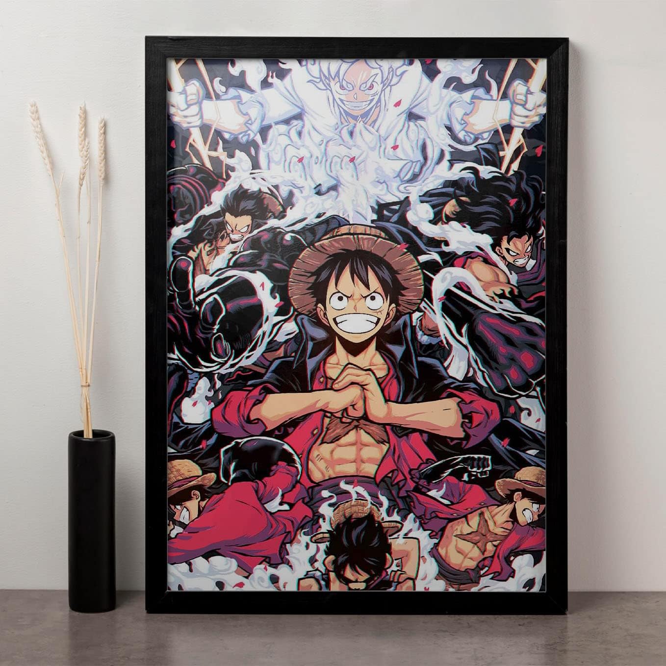 Animerch Presents One Piece Monkey.D.Luffy All Gears Art (12-Inch X 18-Inch, Framed)(Multicolor) - Glass