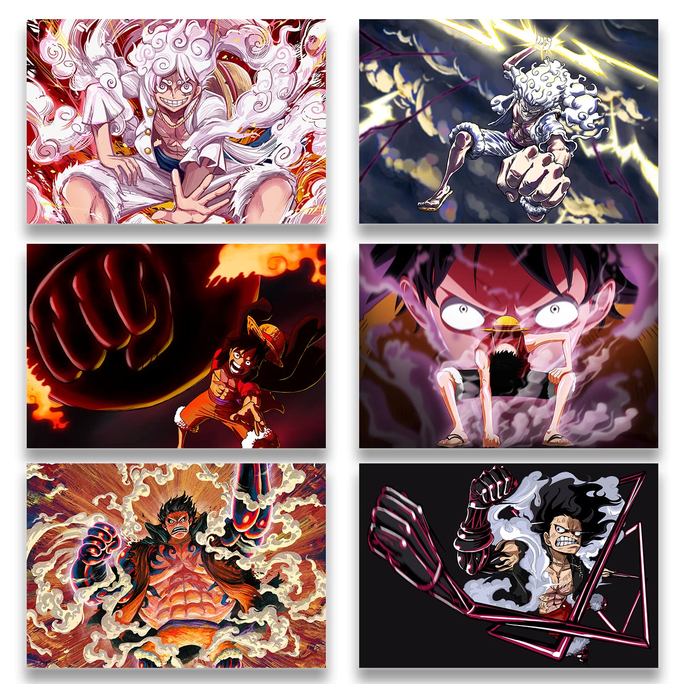 One piece posters | Monkey D Luffy | 19X13 inches | Pack of 6 posters | Luffy All 5 gears