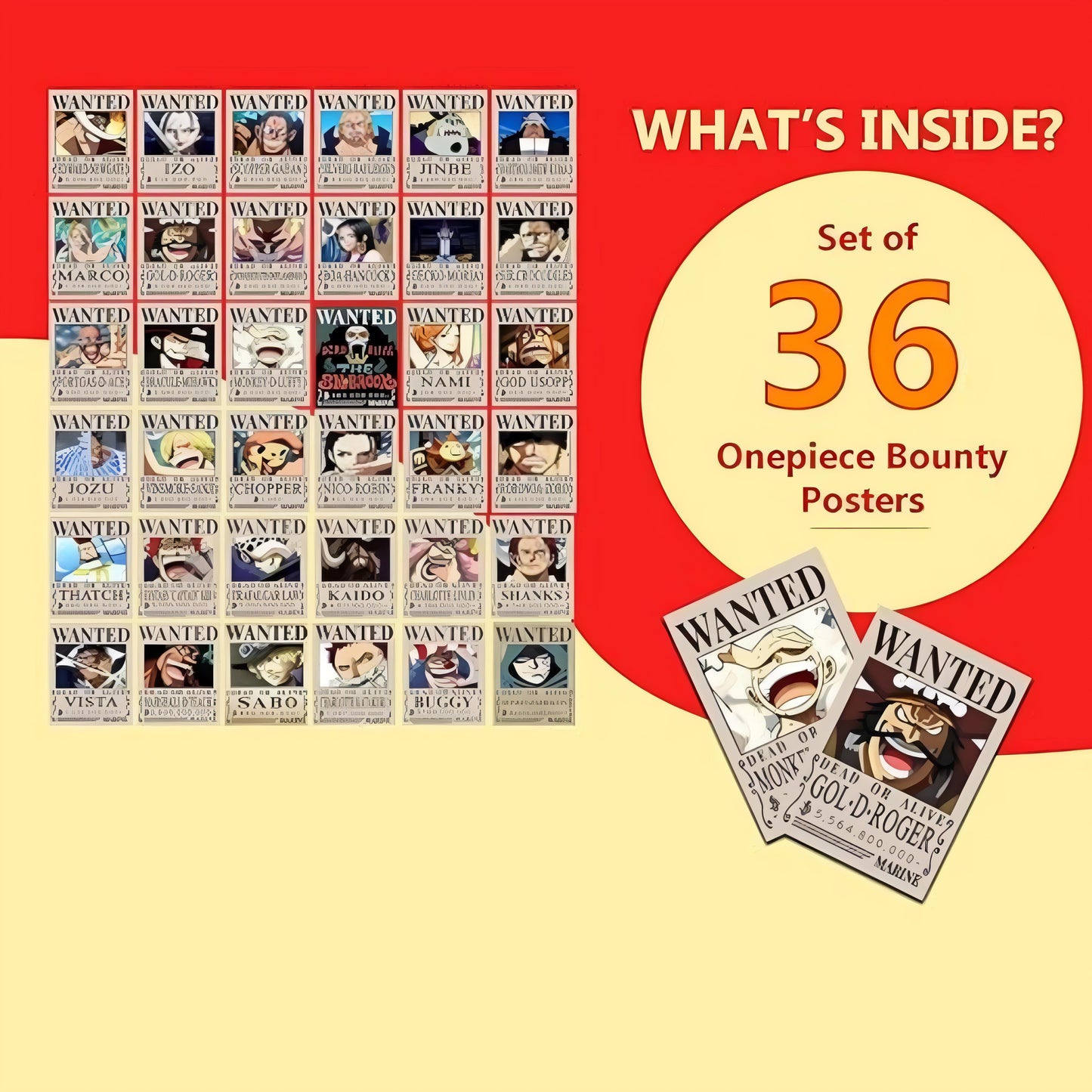 Set of 36 one piece bounty poster | anime wall poster of one piece